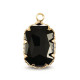 Crystal glass charm rectangle 13mm Jet black-gold